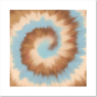 Blue and Brown Tie Dye Posters and Art